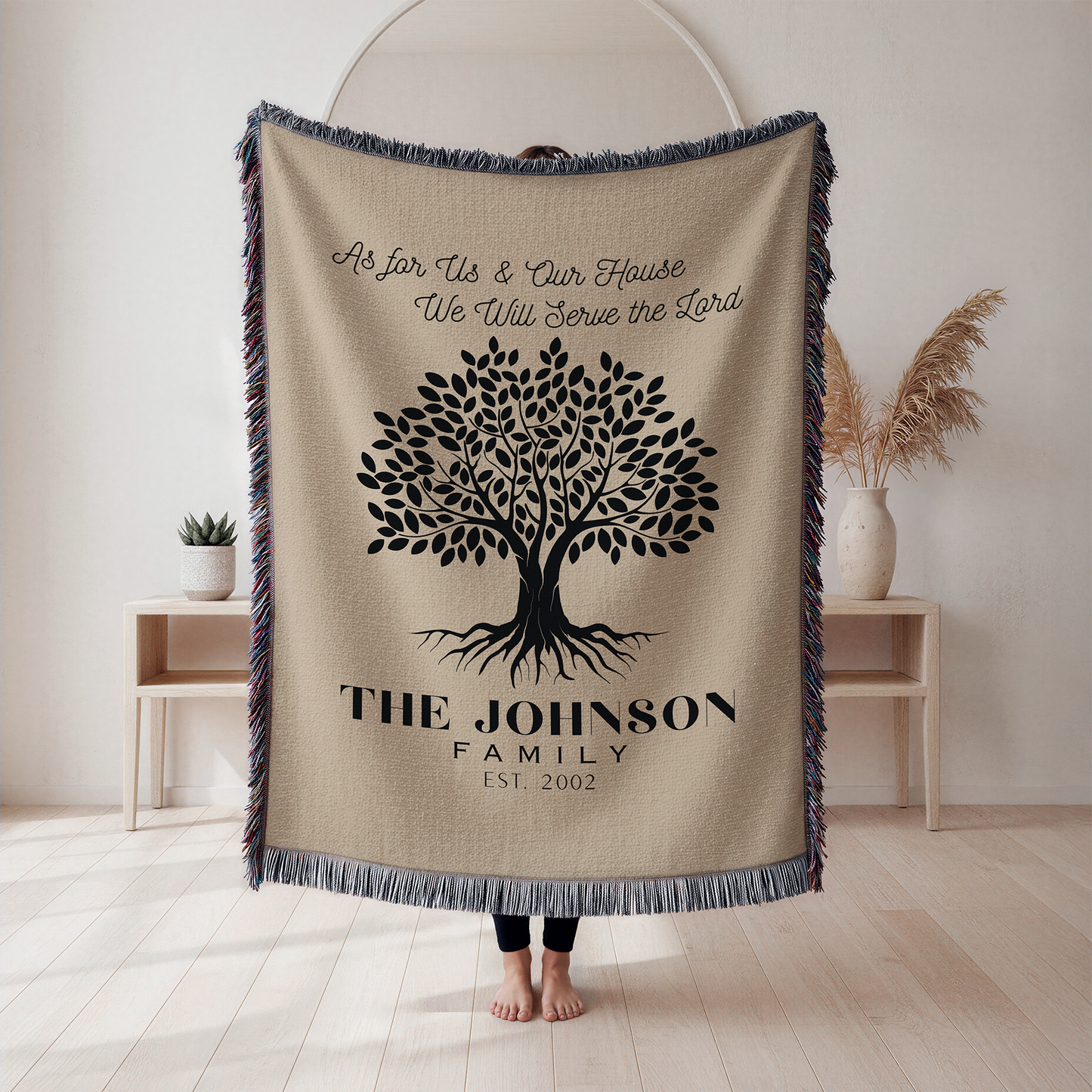 Personalized Christian Family Woven Blanket – Custom Christian Family Name Keepsake Blanket