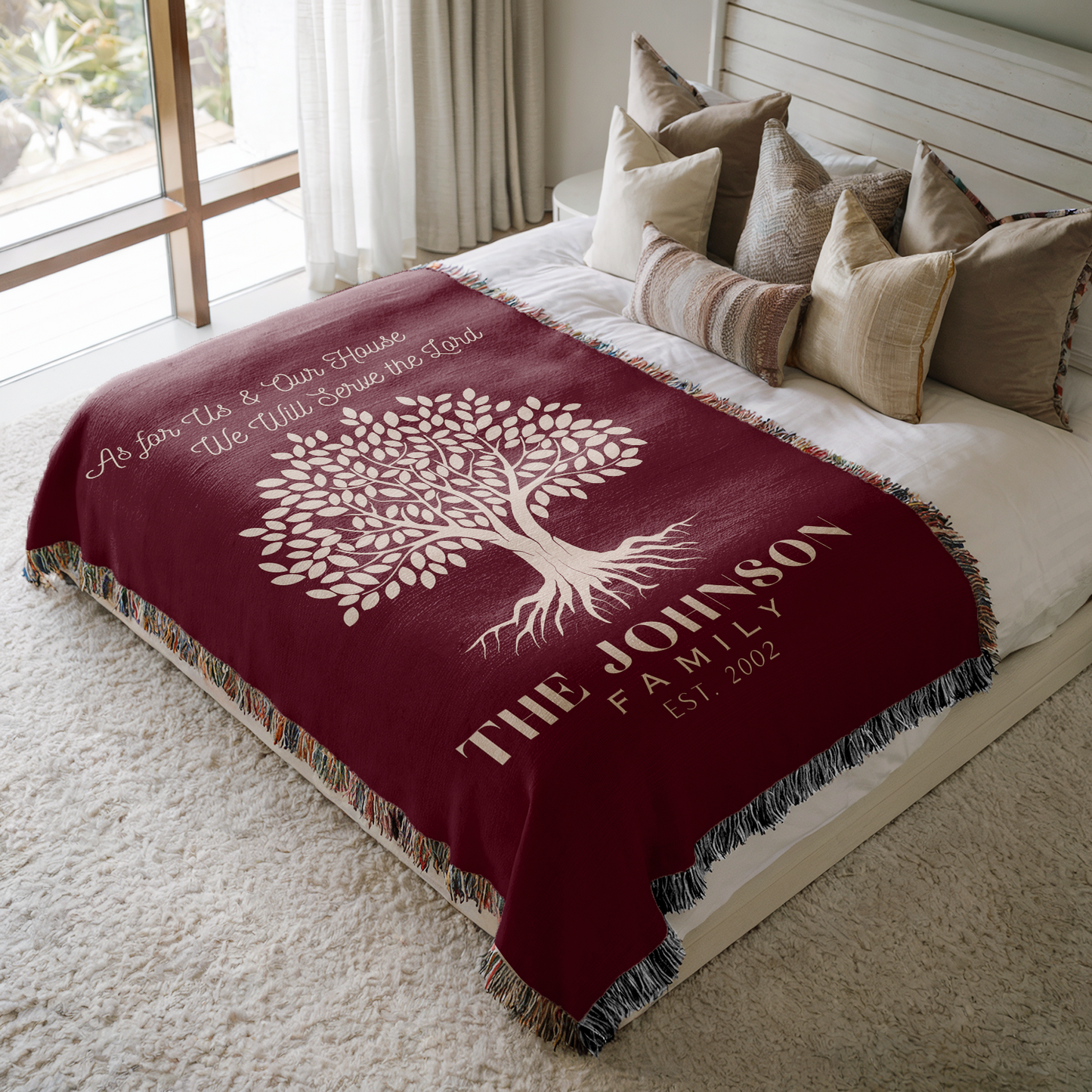 Personalized Christian Family Woven Blanket – Custom Christian Family Name Keepsake Blanket