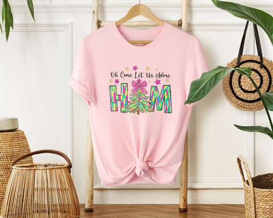 Oh Come Let Us Adore Him Soft Cotton Tee - Holiday Christian Shirt
