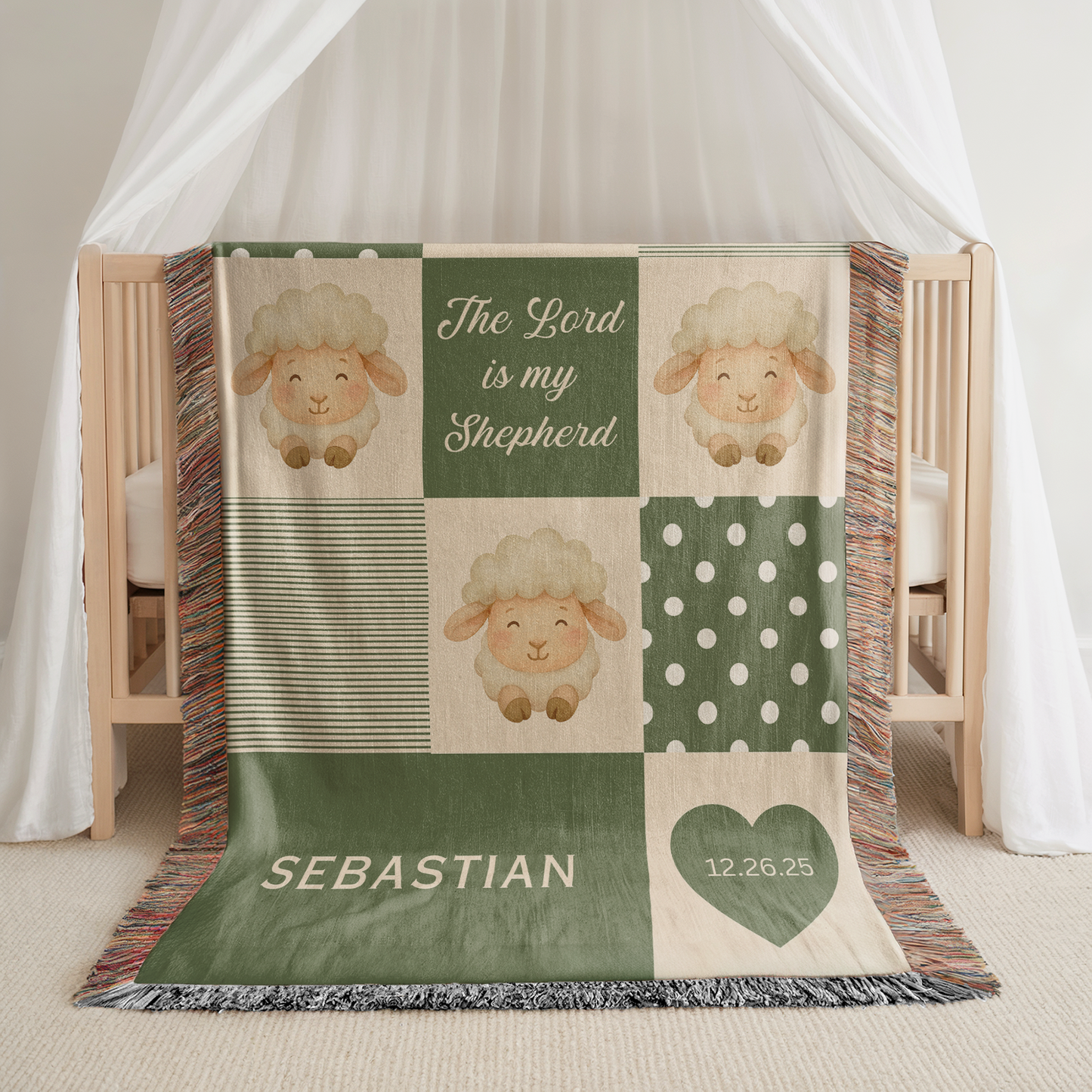 Personalized “The Lord Is My Shepherd” Christian Baby Woven Blanket