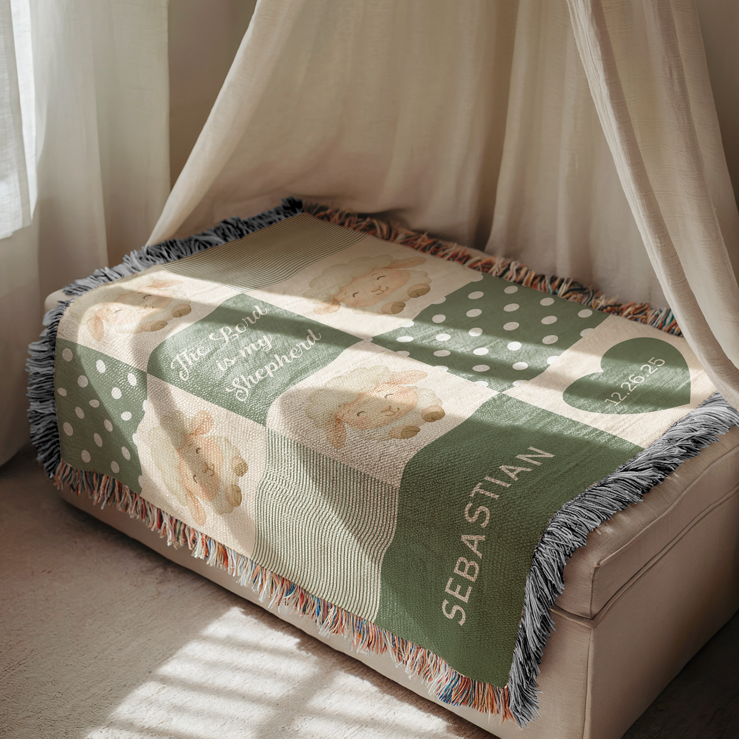 Personalized “The Lord Is My Shepherd” Christian Baby Woven Blanket