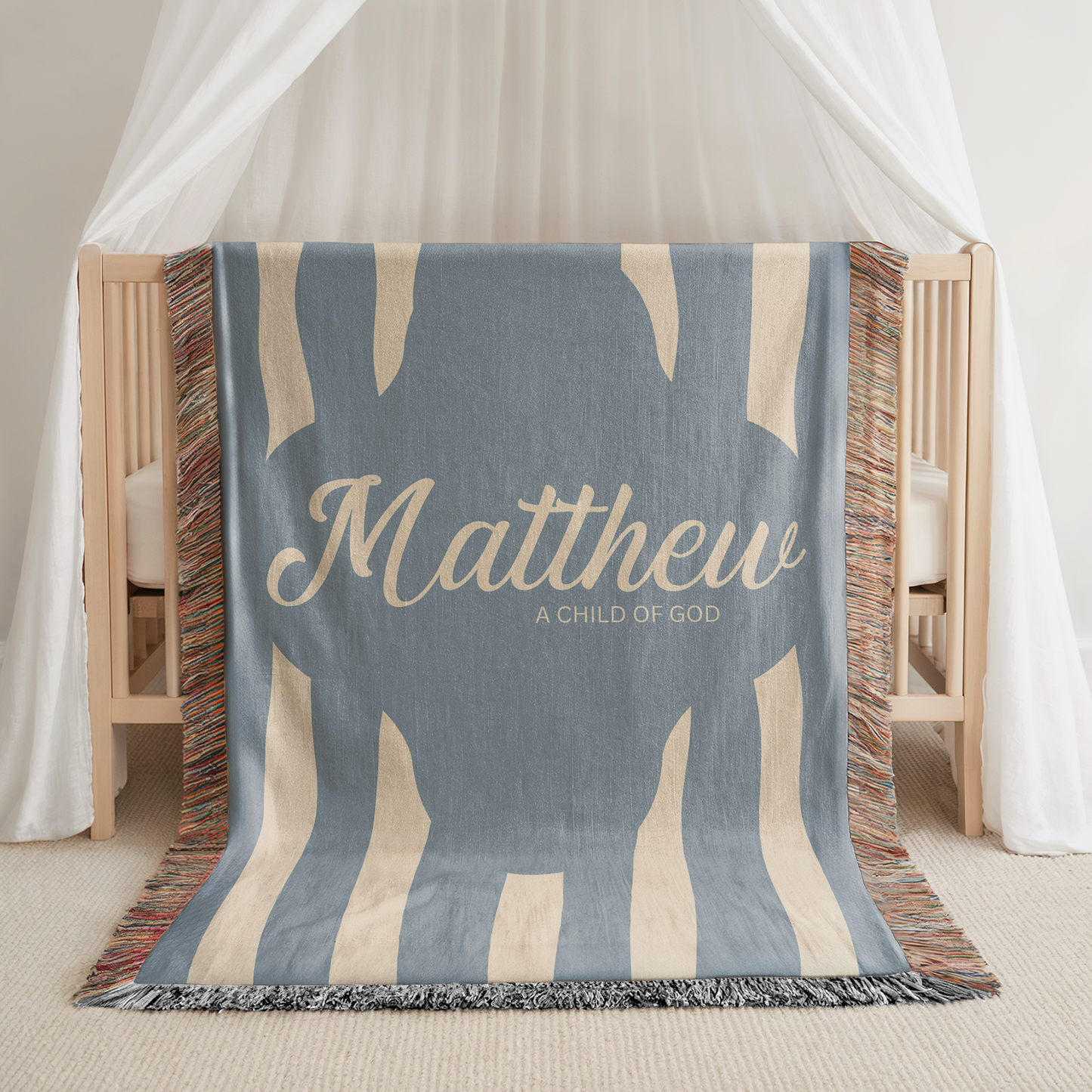 Personalized “Child of God” Christian Baby Woven Blanket - Christian Keepsake Blanket