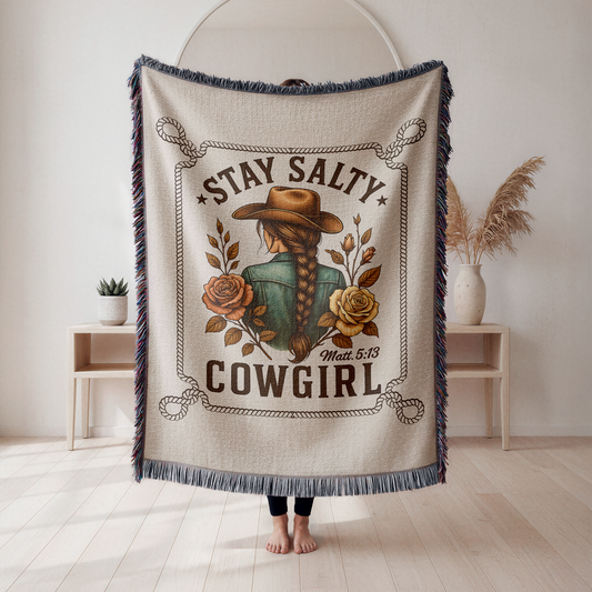 Stay Salty Christian Western Boho Woven Blanket