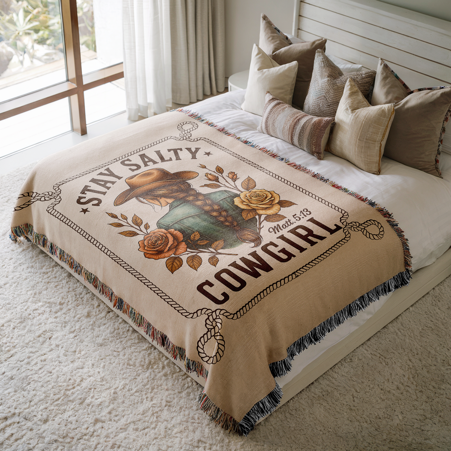 Stay Salty Christian Western Boho Woven Blanket