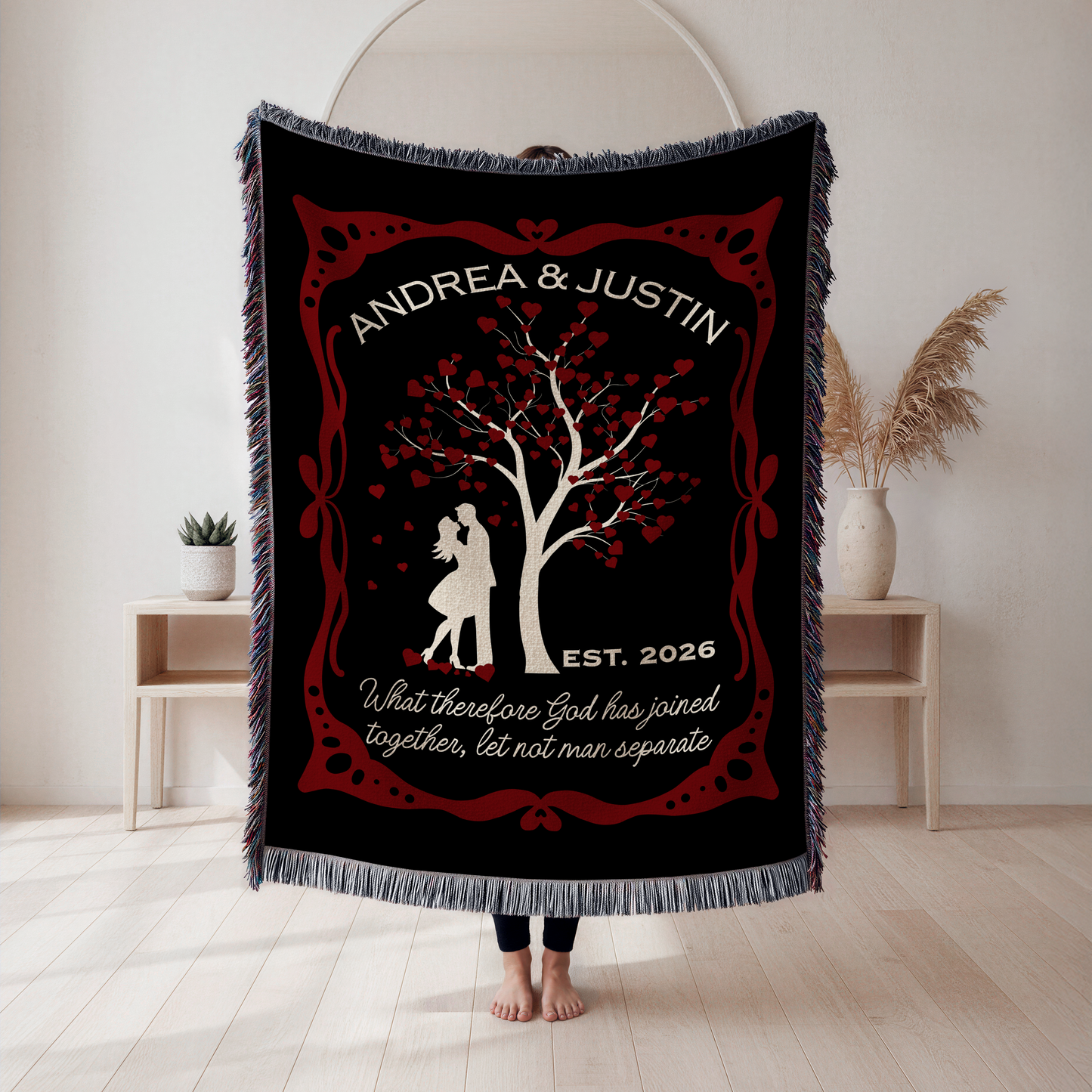 Personalized Christian Wedding Woven Blanket