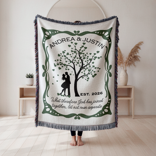 Personalized Christian Wedding Woven Blanket