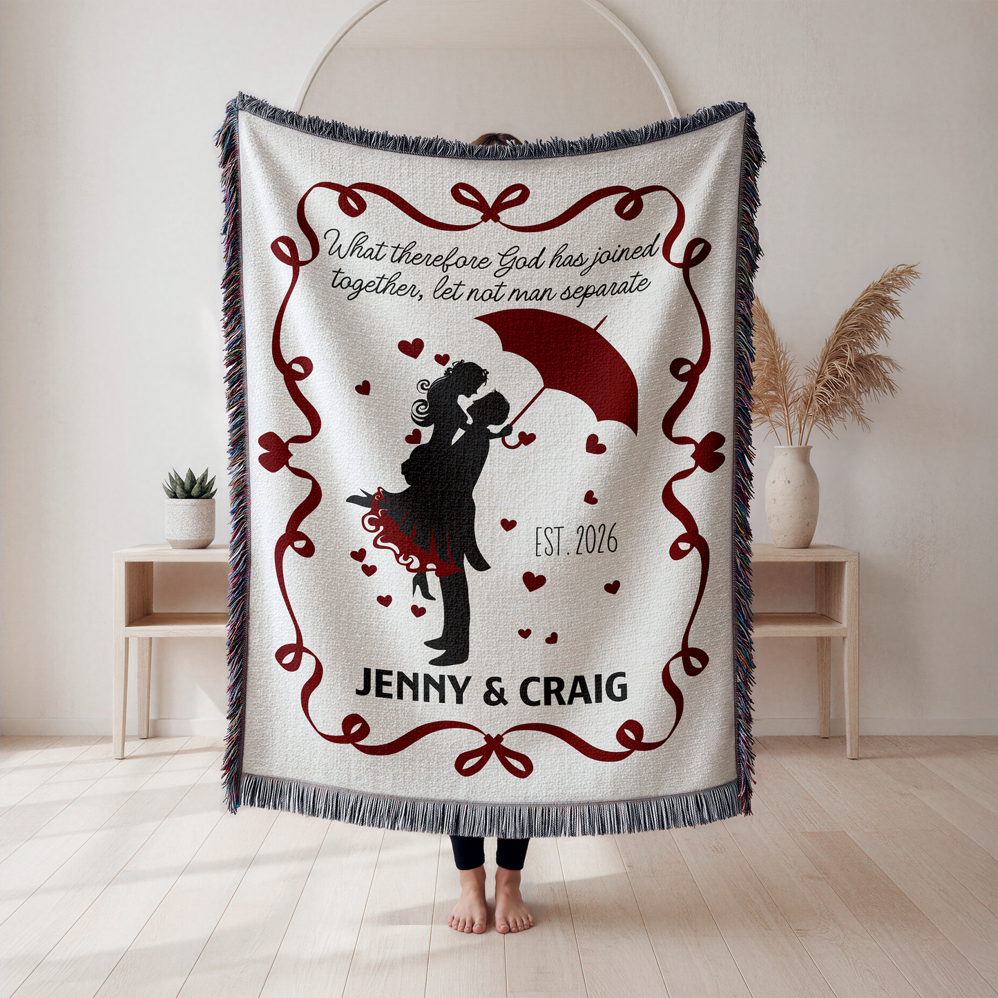 Personalized Christian Wedding Woven Blanket - Christian Wedding Gift