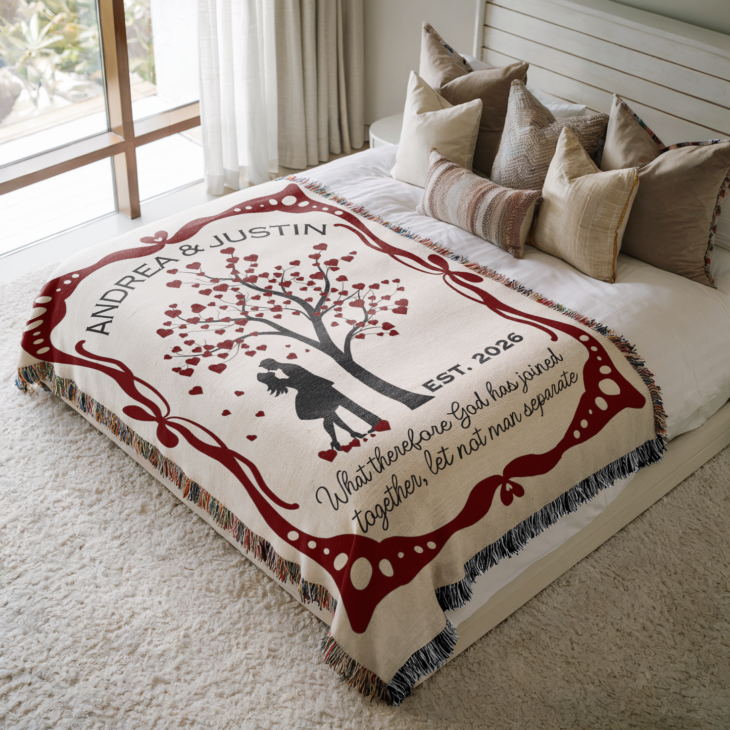 Personalized Christian Wedding Woven Blanket