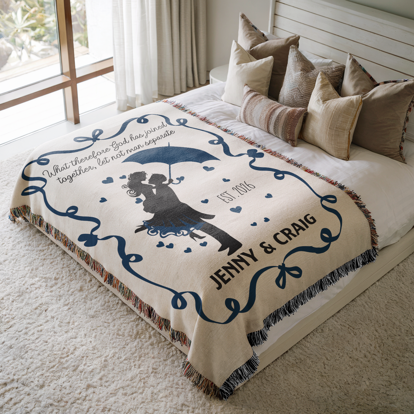 Personalized Christian Wedding Woven Blanket - Christian Wedding Gift