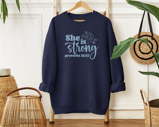 She is Strong Sweatshirt - Christian Mom Sweatshirt