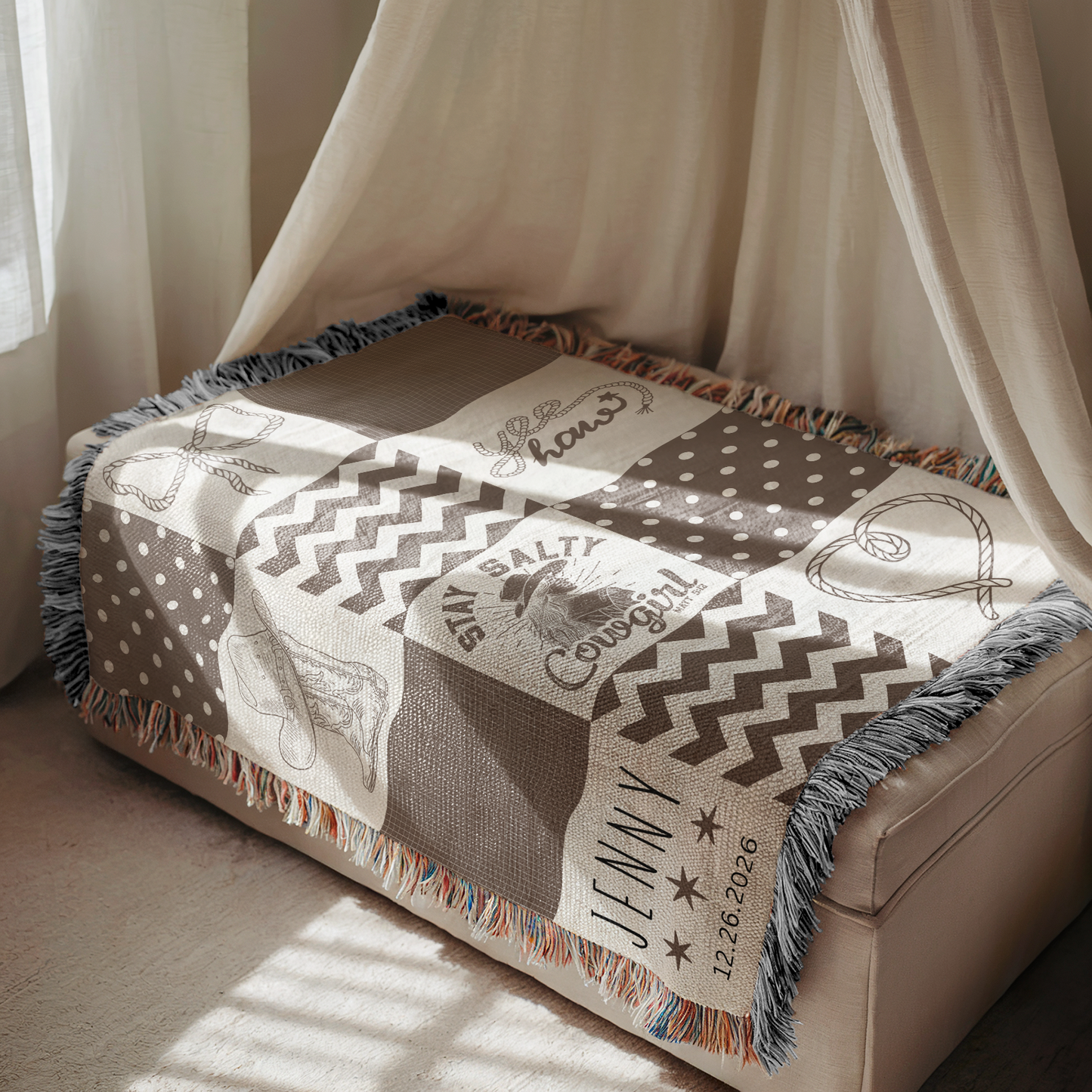 Personalized “Stay Salty Cowgirl” Christian Western Woven Blanket