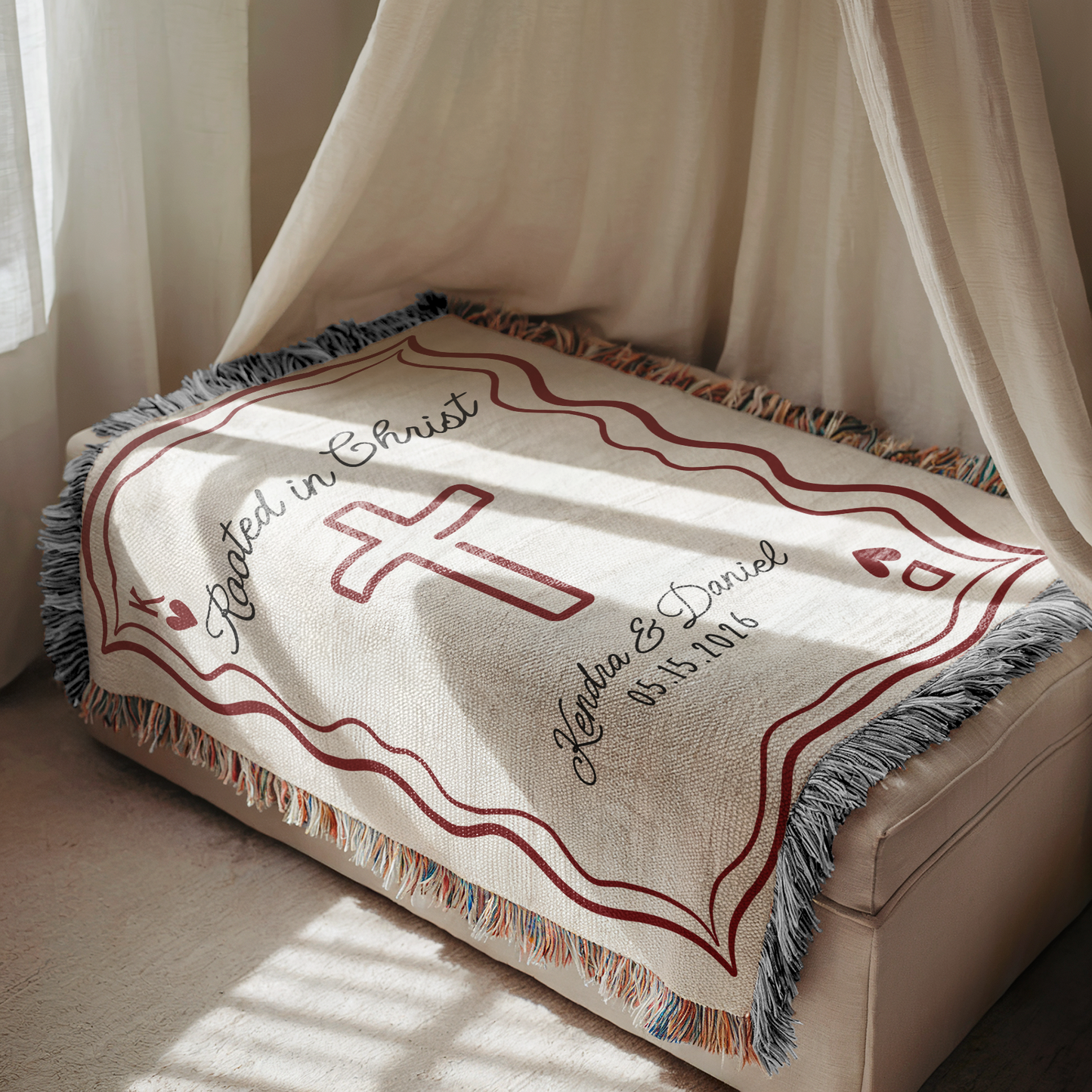 Personalized Christian Wedding Woven Blanket - Rooted in Christ / What God Has Joined Together