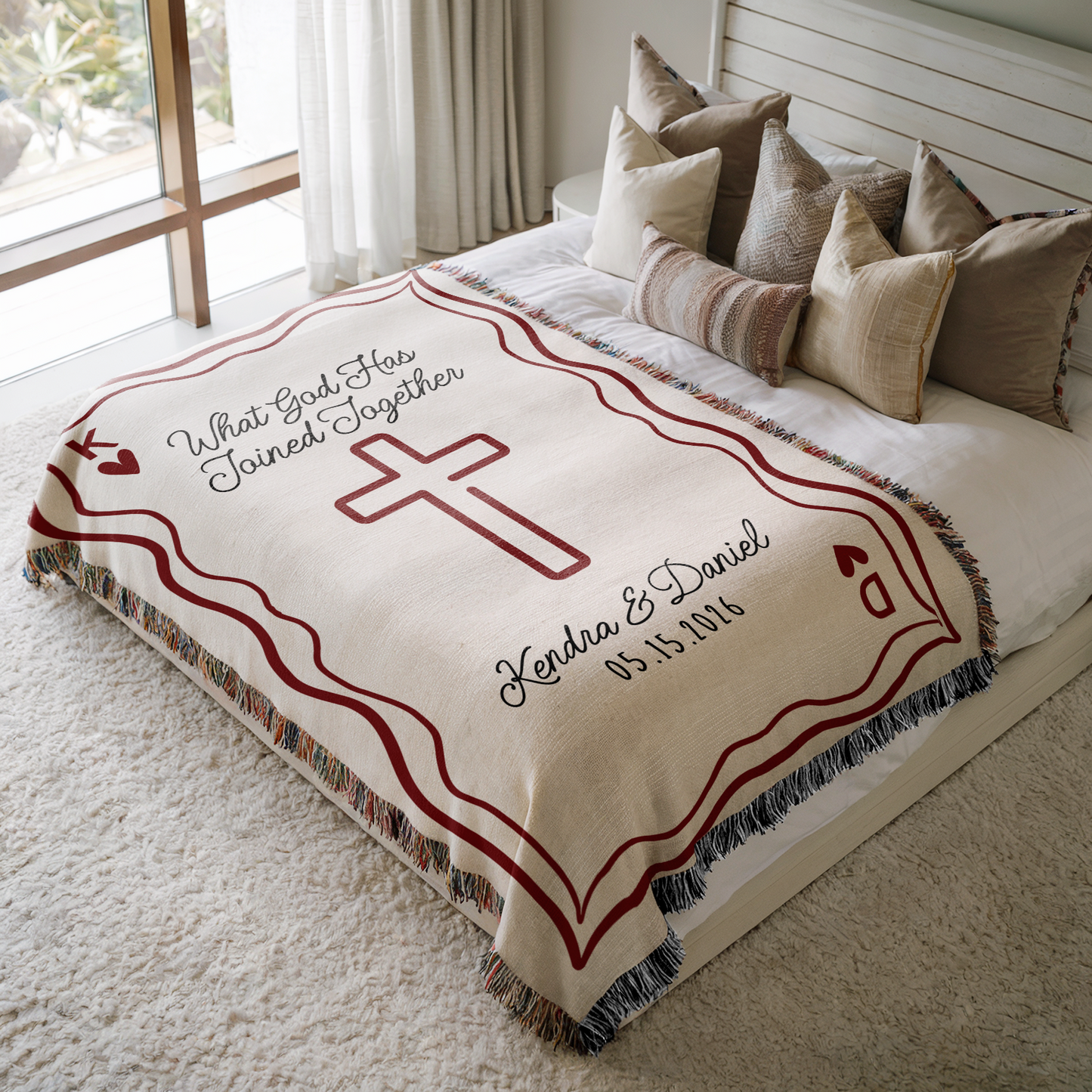 Personalized Christian Wedding Woven Blanket - Rooted in Christ / What God Has Joined Together