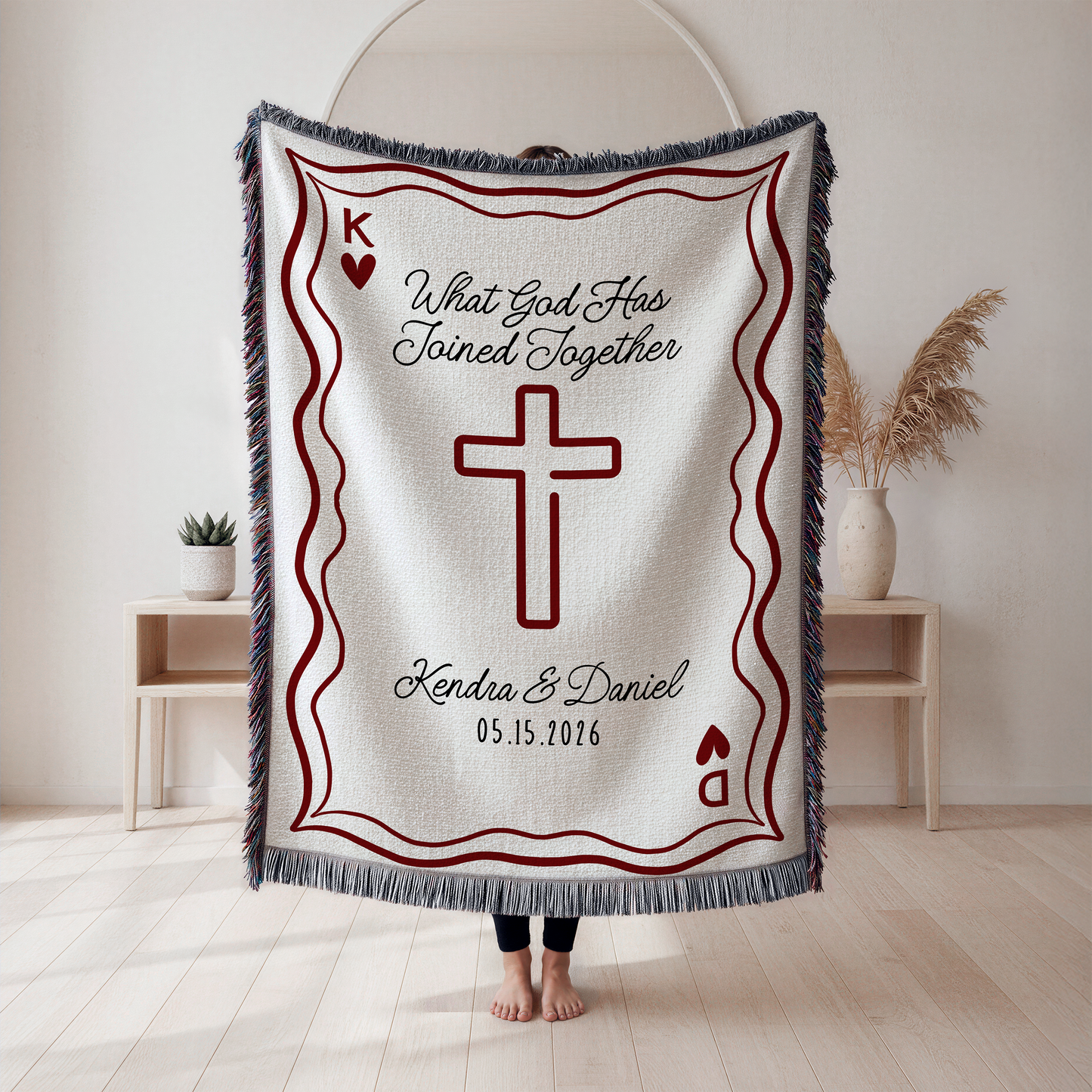 Personalized Christian Wedding Woven Blanket - Rooted in Christ / What God Has Joined Together