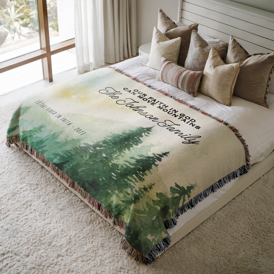 Faith Can Move Mountains Personalized Christian Family Blanket