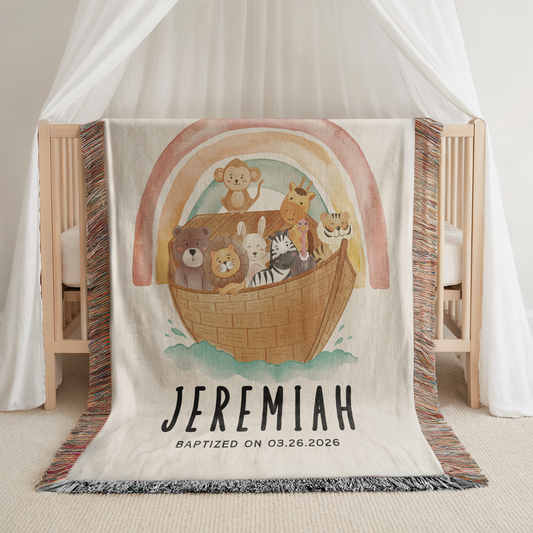 Personalized Baptism Woven Blanket