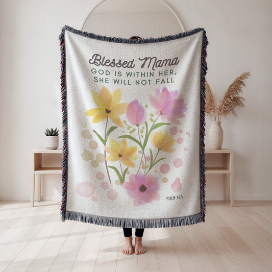 Christian Mom Woven Blanket - Blessed Mama Blanket