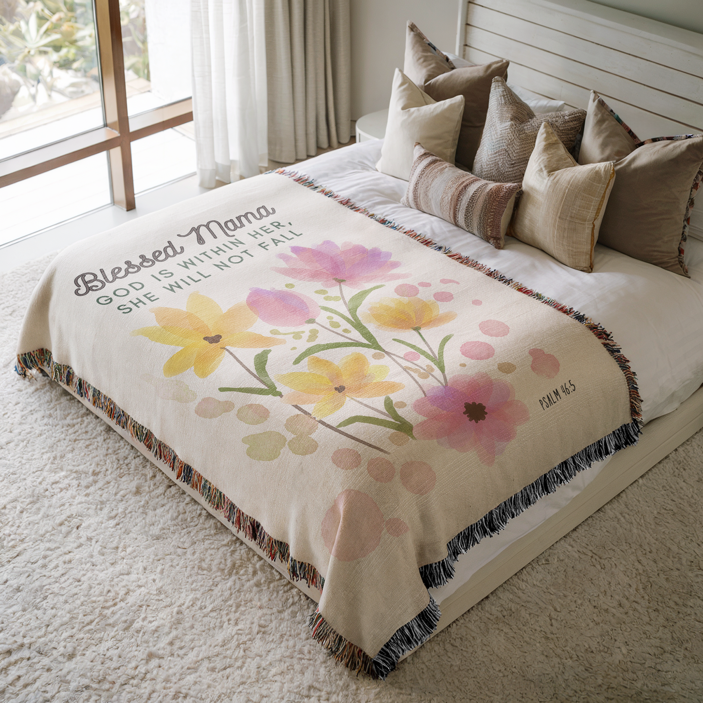 Christian Mom Woven Blanket - Blessed Mama Blanket