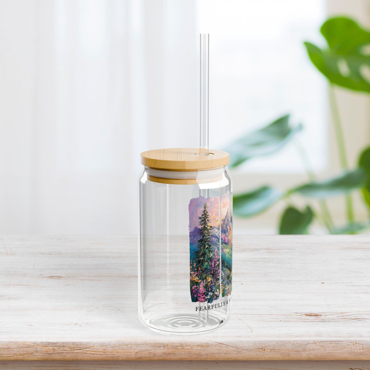 Fearfully & Wonderfully Created Sipper Glass with Bamboo Lid & Straw - 16 oz