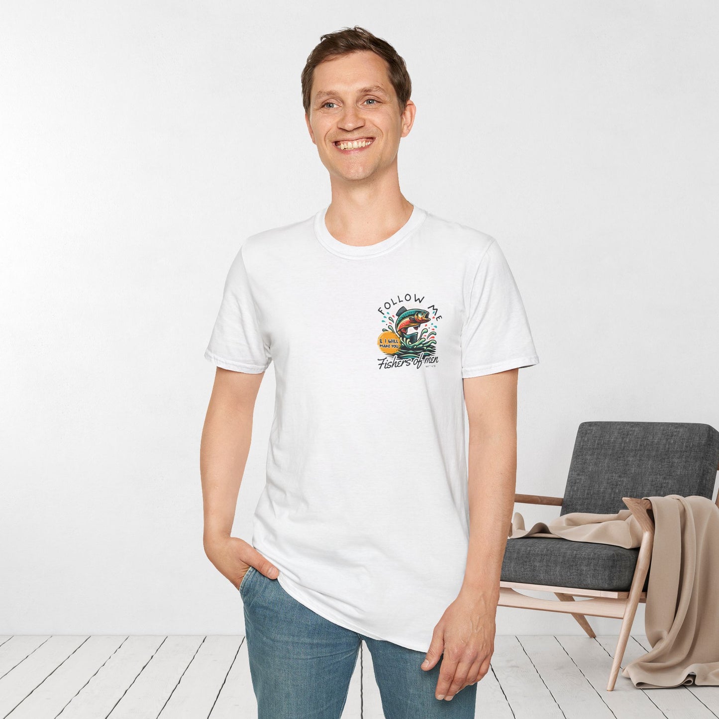 Follow Me Matthew 4:19 Men's Softstyle T-shirt