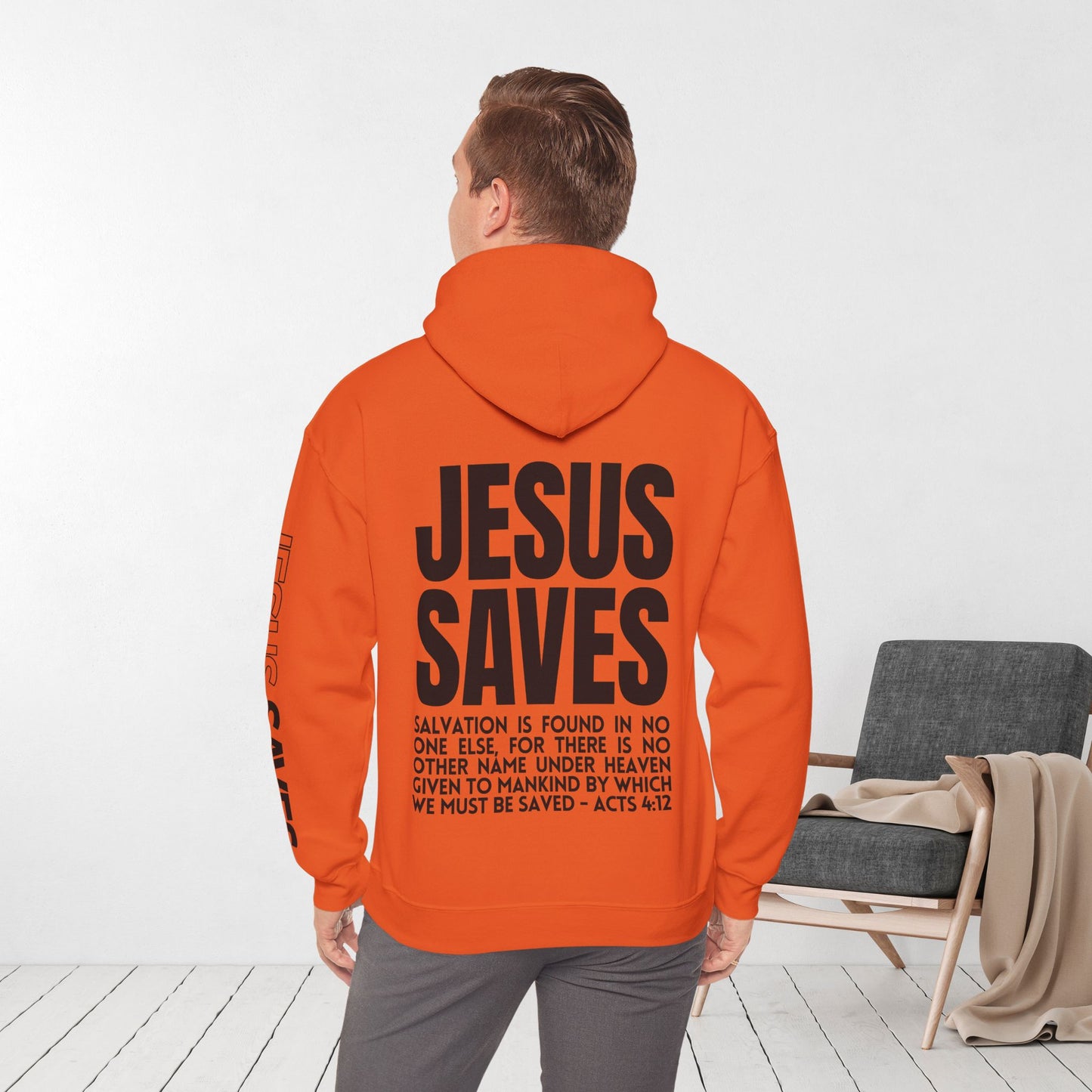 Jesus Saves Hoodie - Acts 4:12 Bible Verse Christian Hoodie