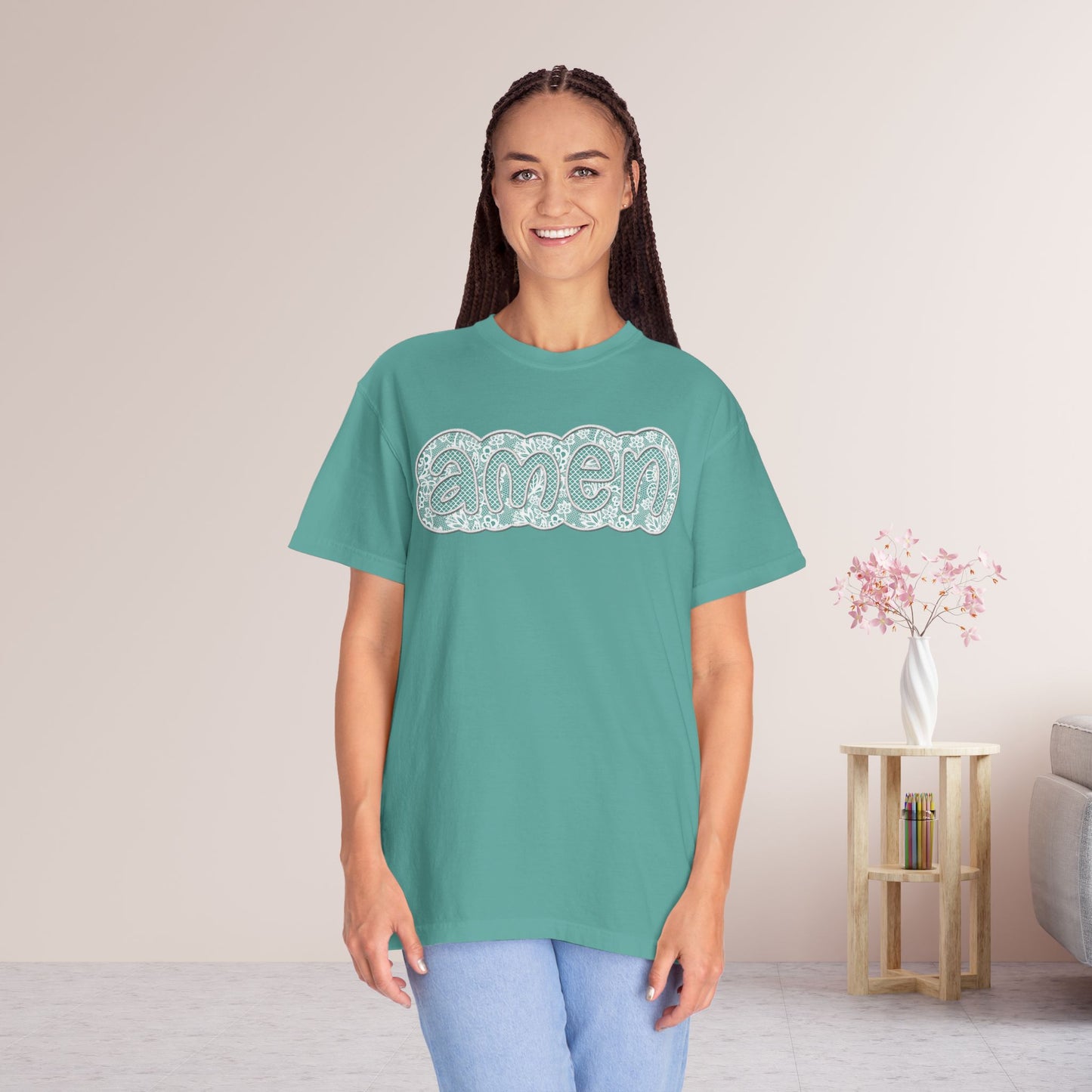 Amen Comfort Colors Shirt - Printed Lace Design