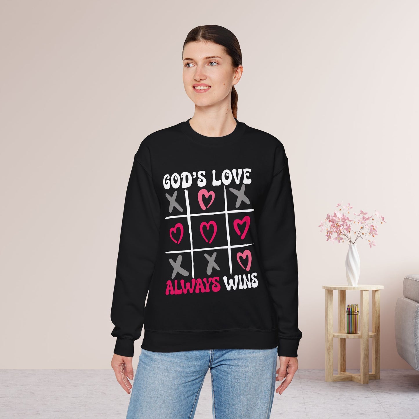 God's Love Always Wins Sweatshirt - Christian Crewneck Pullover