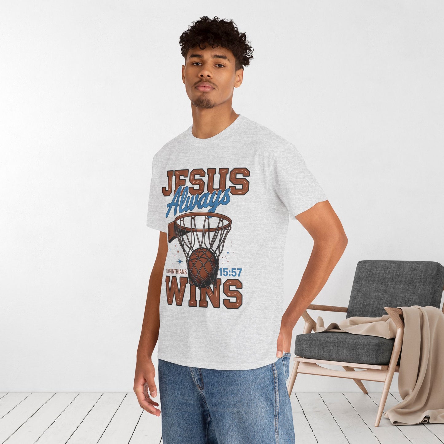 Jesus Always Wins Heavy Cotton Tee