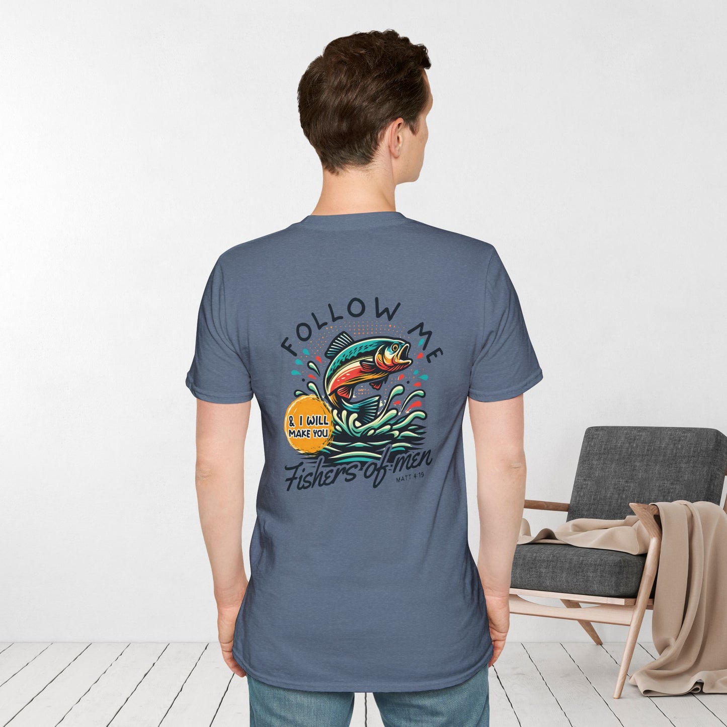 Follow Me Matthew 4:19 Men's Softstyle T-shirt