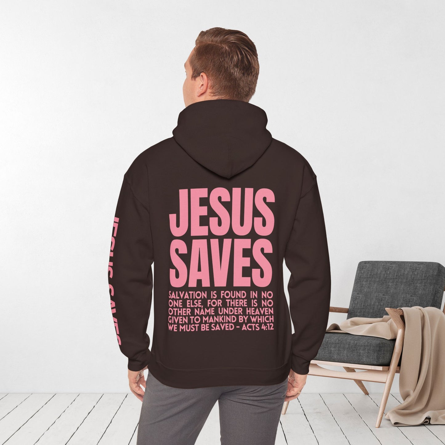 Unisex Jesus Saves Hoodie - Acts 4:12 Bible Verse Christian Hoodie