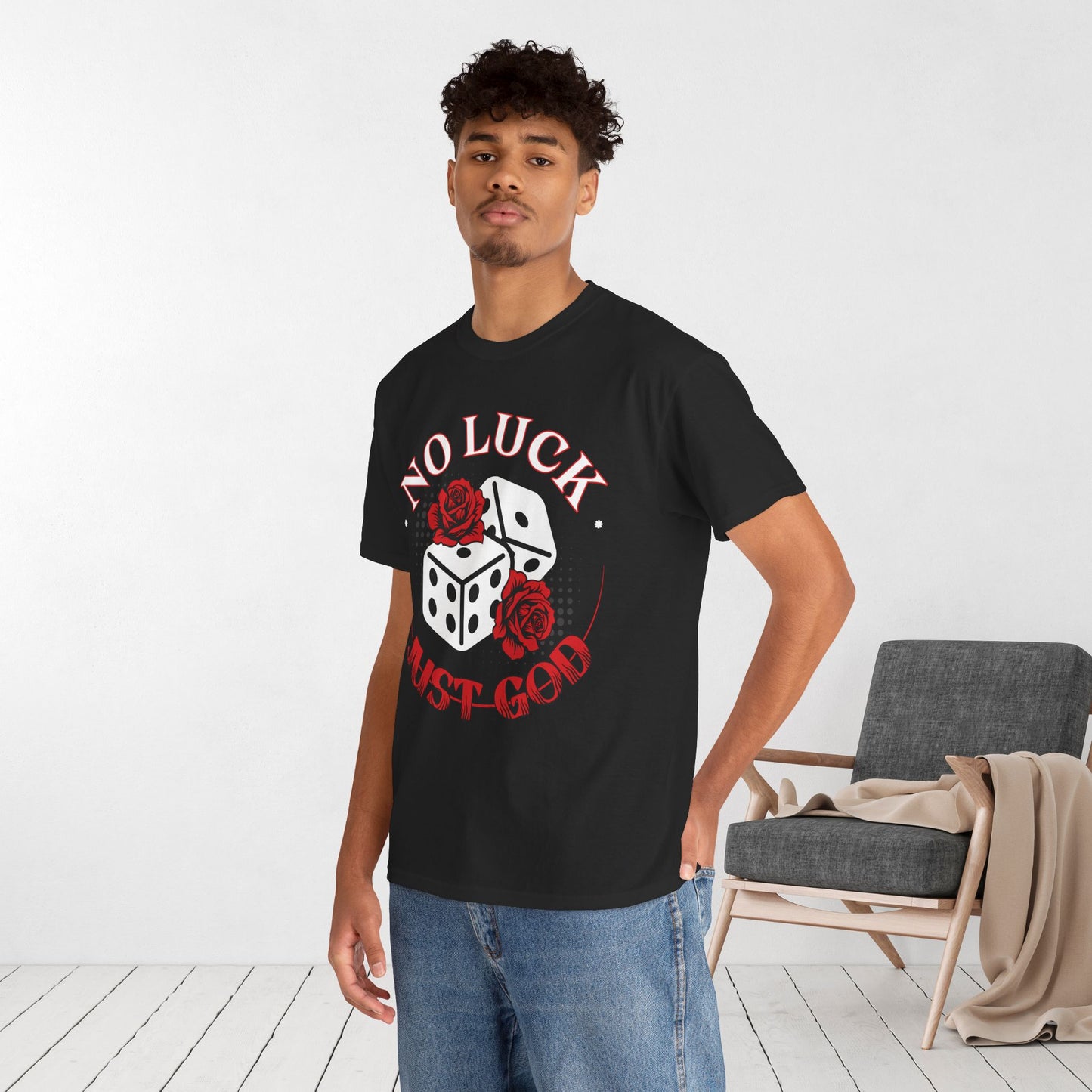 No Luck Just God Heavy Cotton Tee