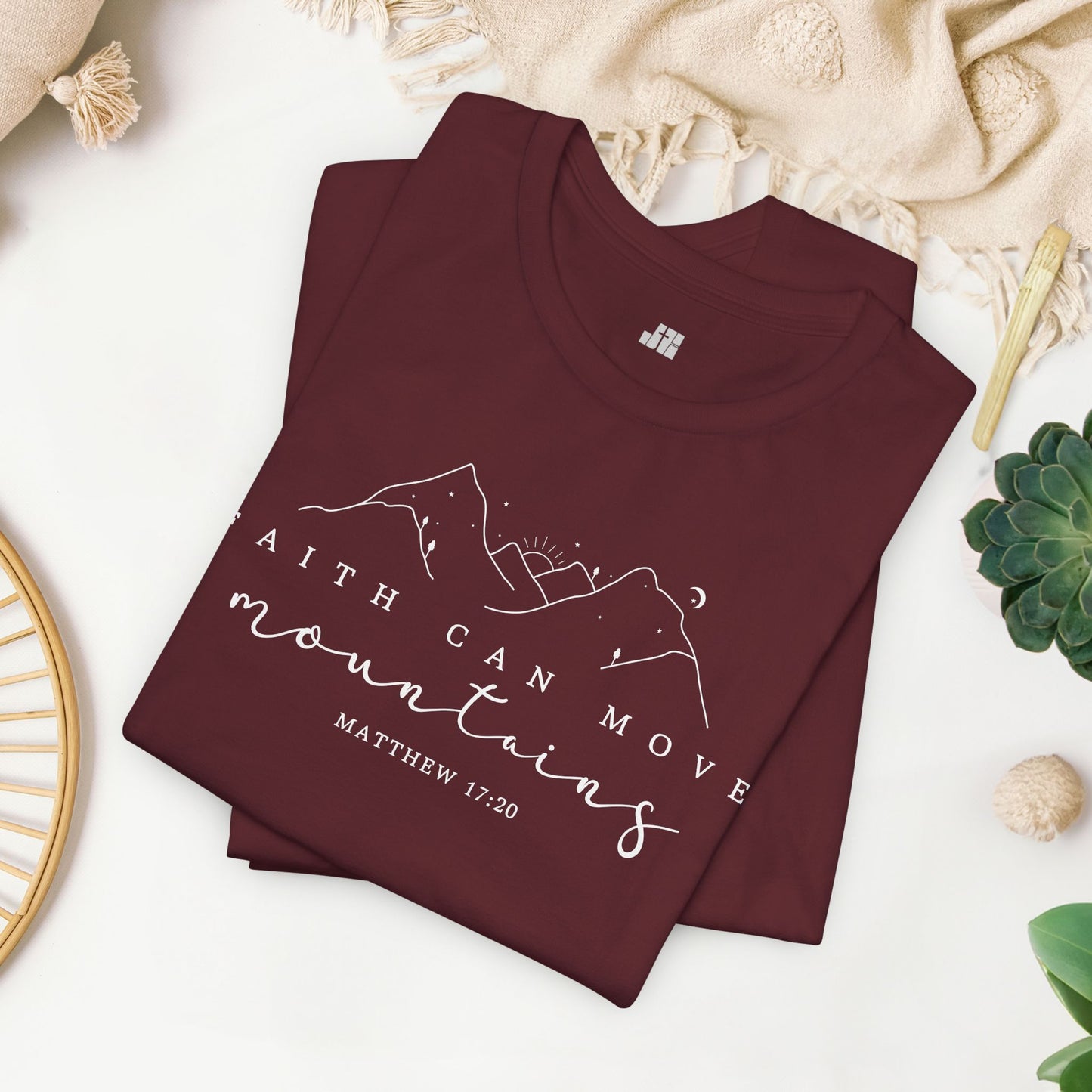 Faith Can Move Mountains Soft Cotton Tee - Matthew 17:20 Bible Verse Shirt