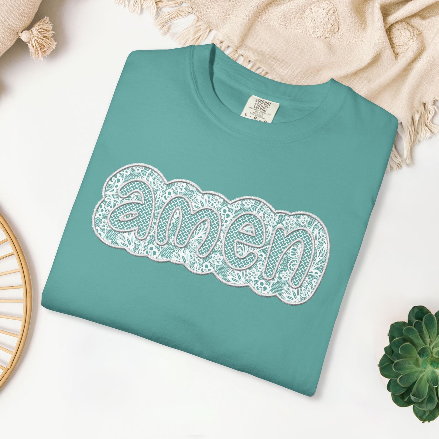 Amen Comfort Colors Shirt - Printed Lace Design