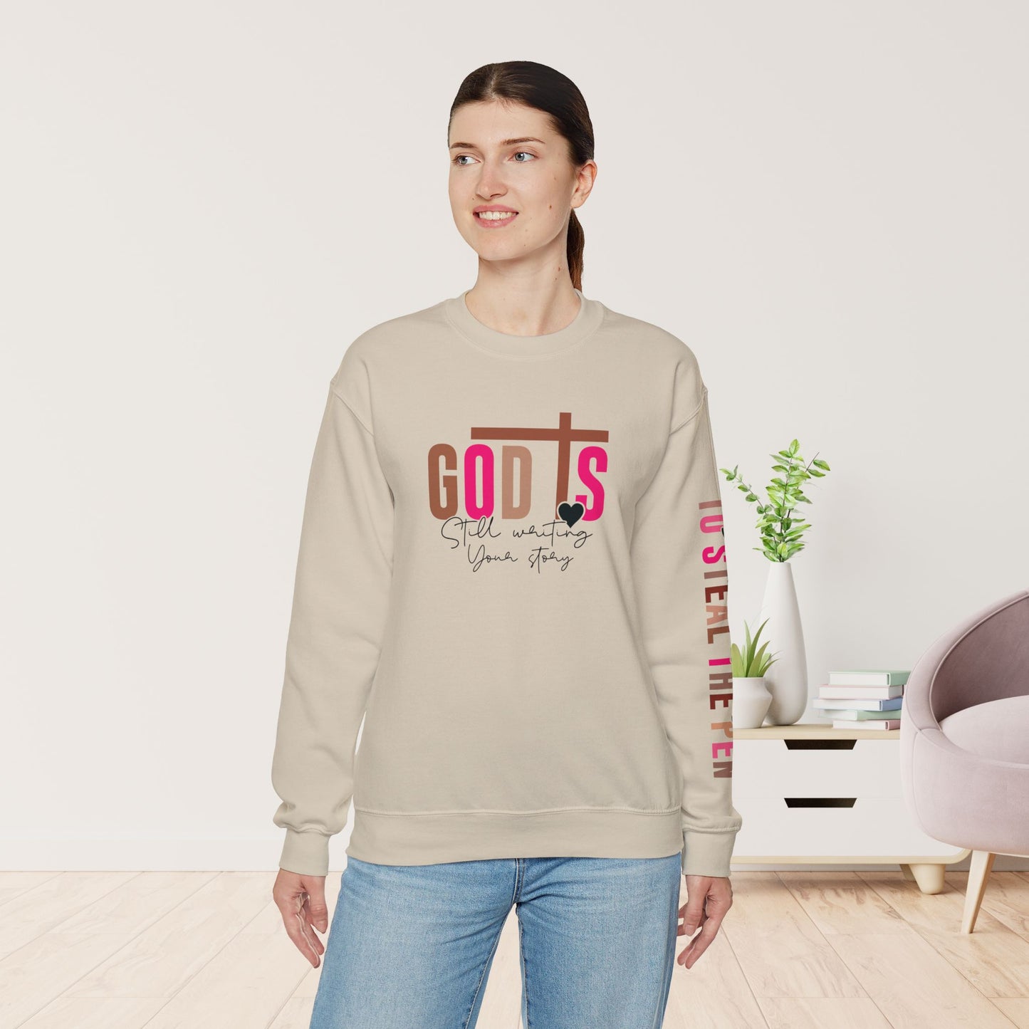 Pink God is Still Writing Your Story Christian Sweatshirt