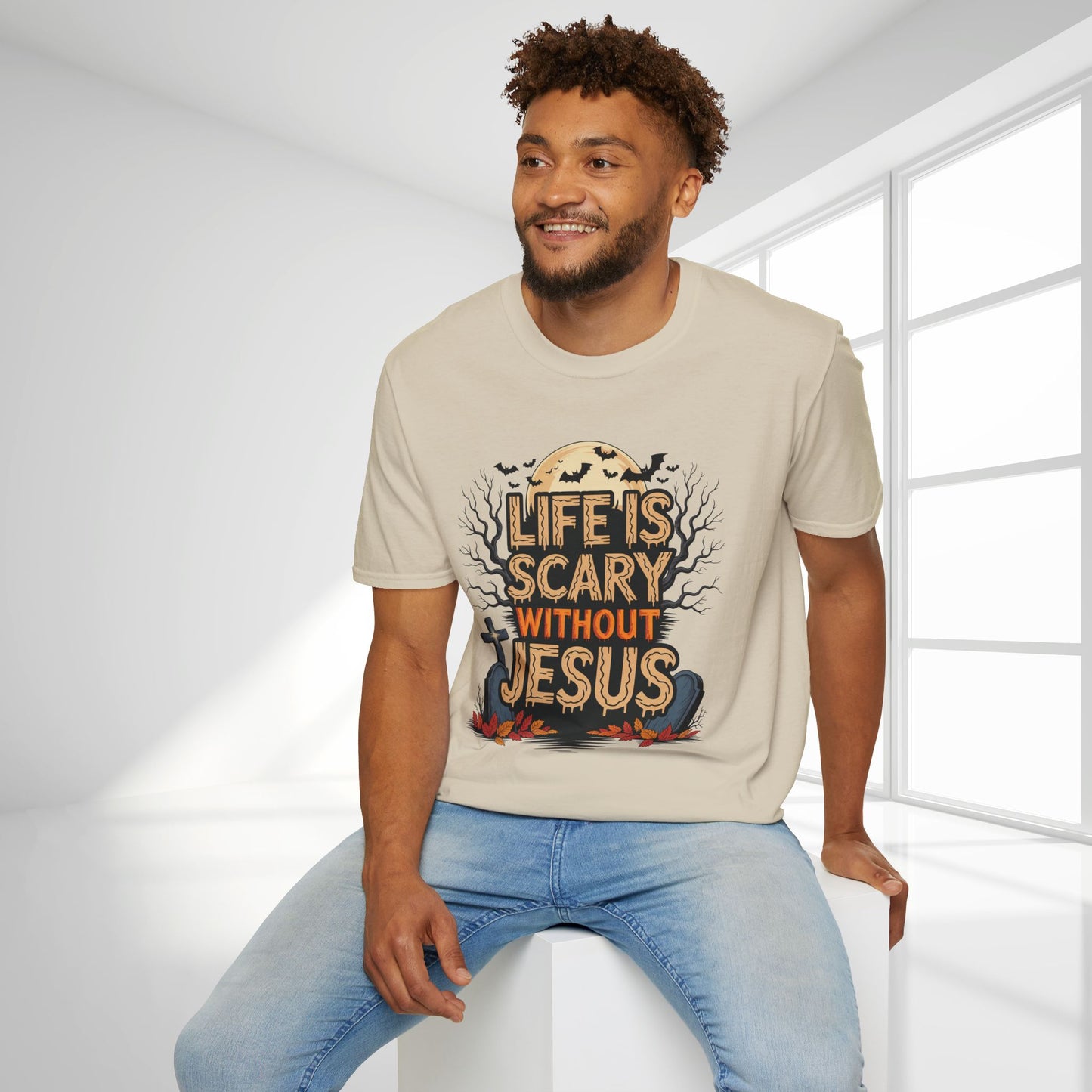 Life is Scary Without Jesus Softstyle T-shirt