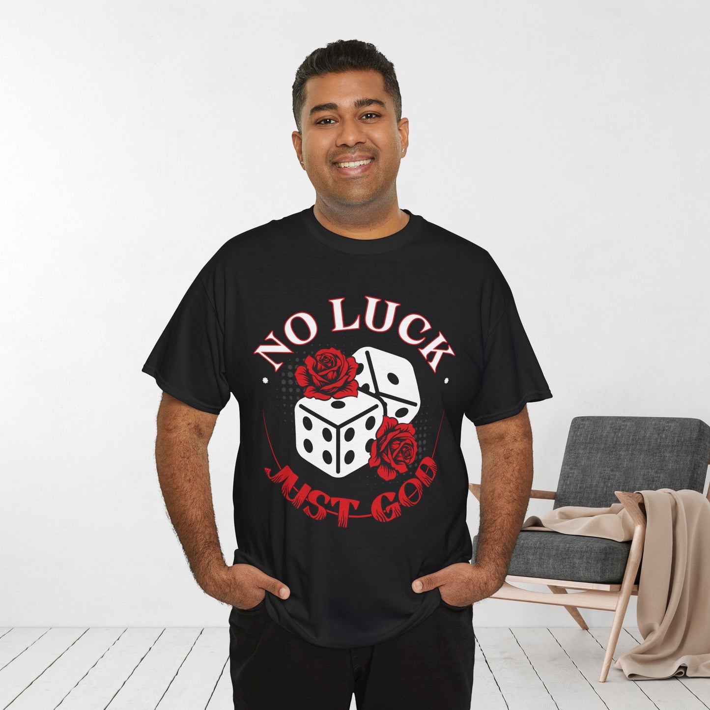 No Luck Just God Heavy Cotton Tee