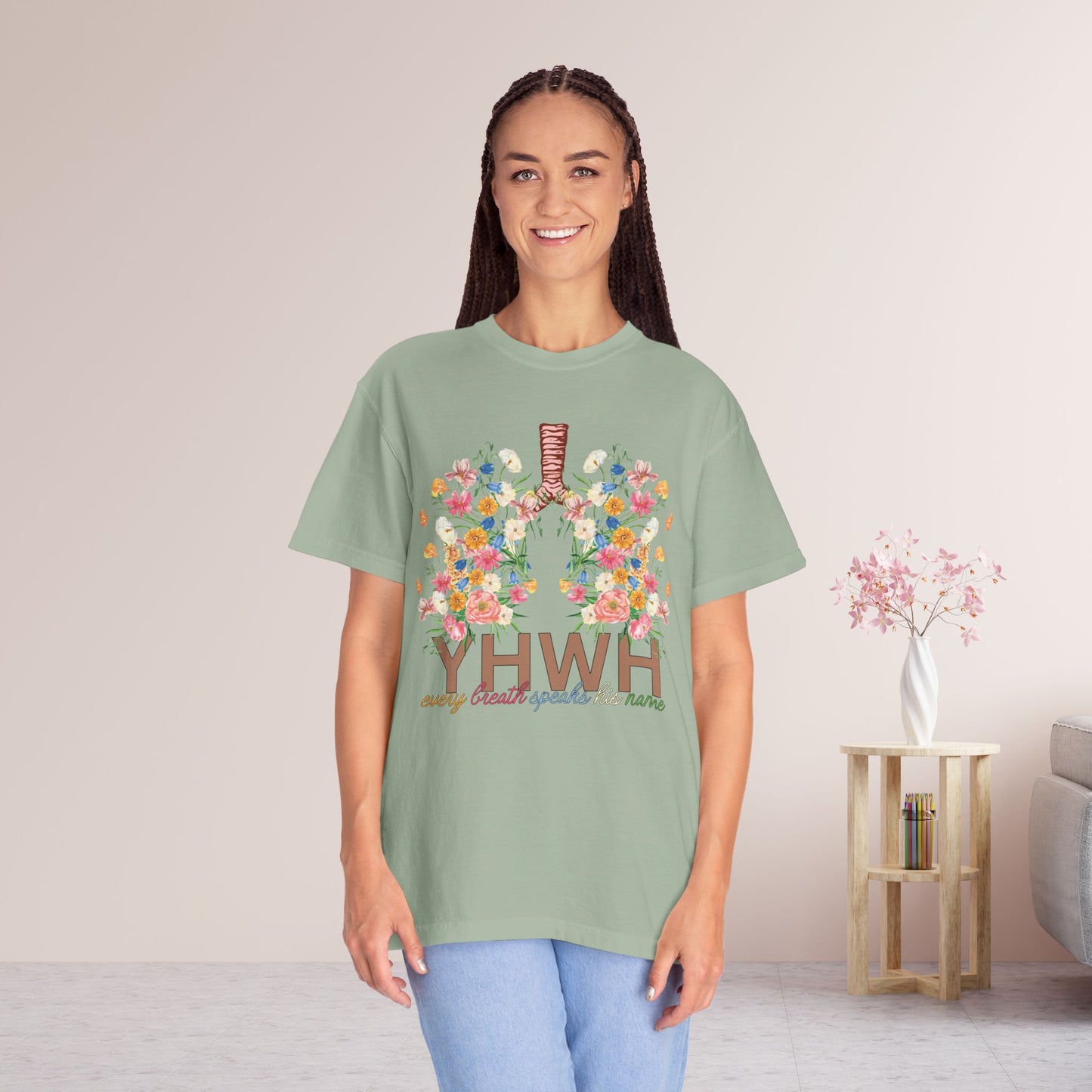 YHWH Every Breath Speaks His Name Comfort Colors Tee