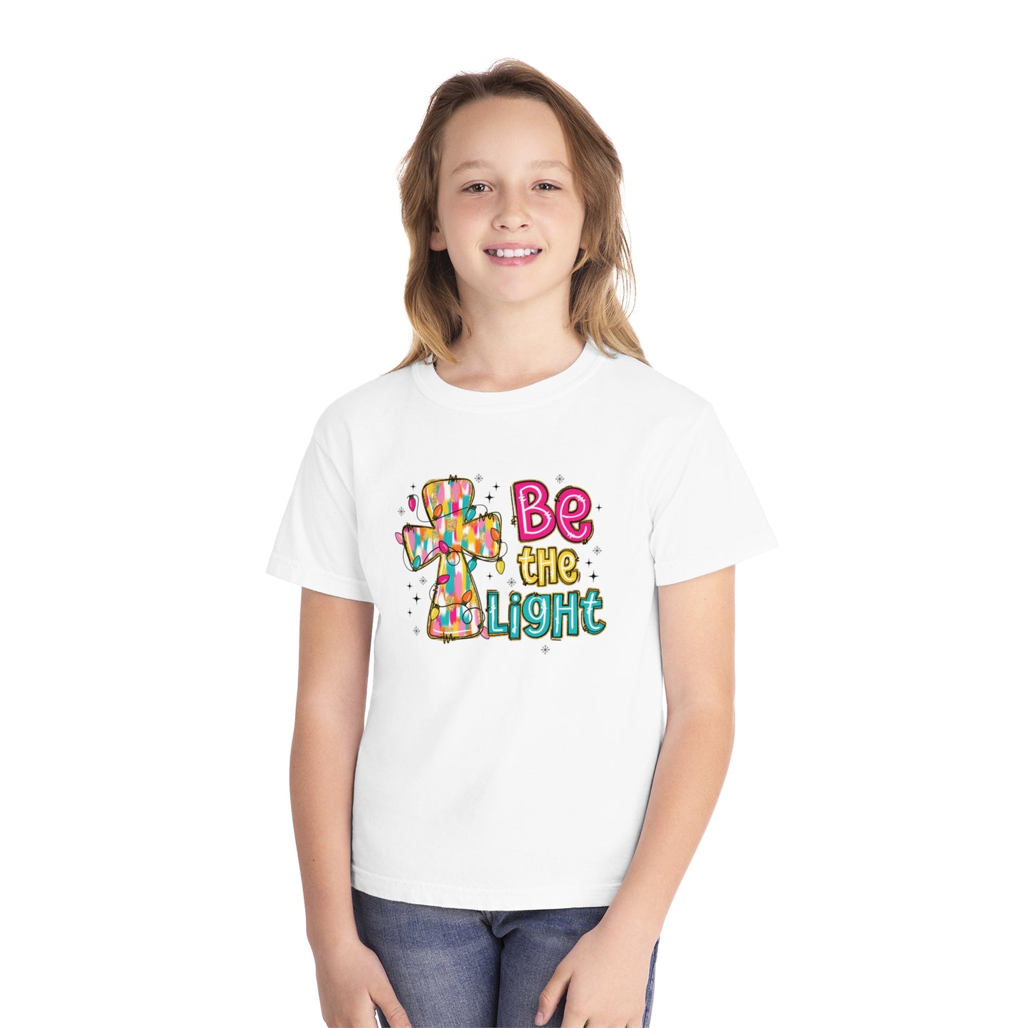 Be the Light Comfort Colors Youth Christmas Shirt