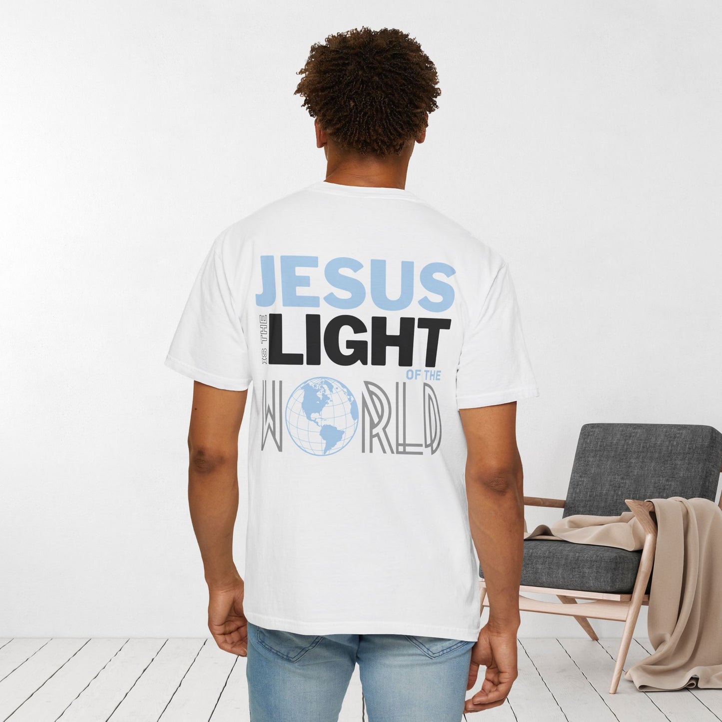 Jesus is the Light of the World Comfort Colors Shirt - John 8:12 Bible Verse Christian Shirt