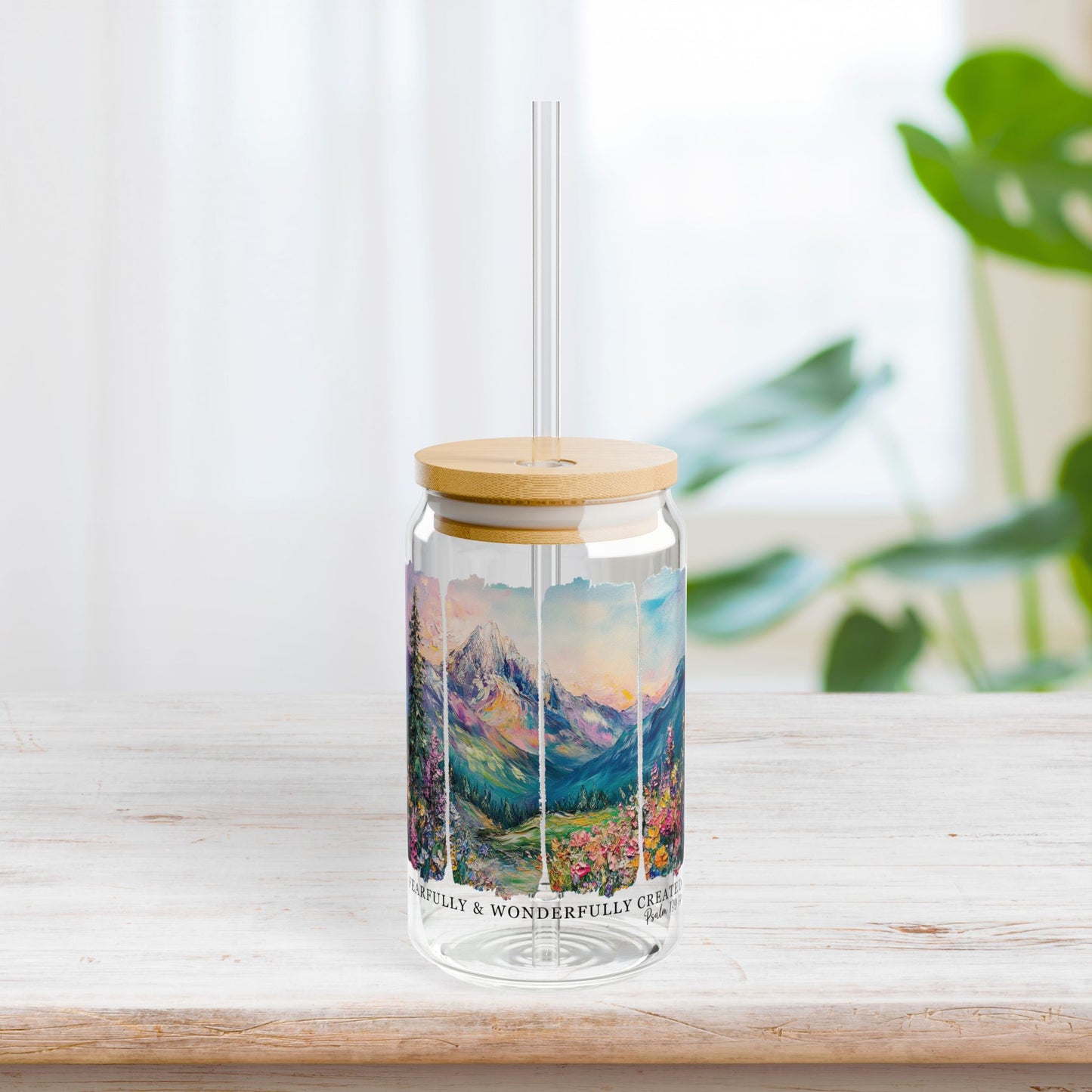 Fearfully & Wonderfully Created Sipper Glass with Bamboo Lid & Straw - 16 oz