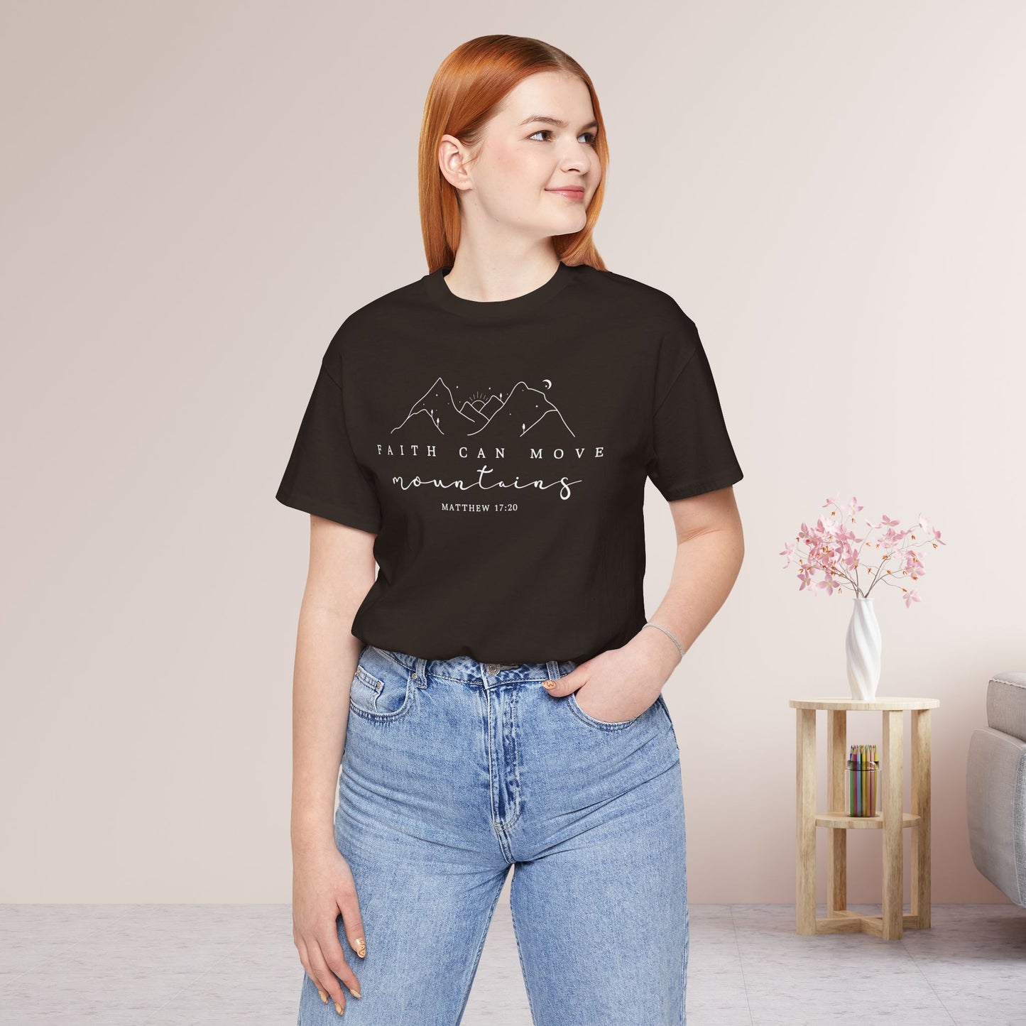 Faith Can Move Mountains Soft Cotton Tee - Matthew 17:20 Bible Verse Shirt