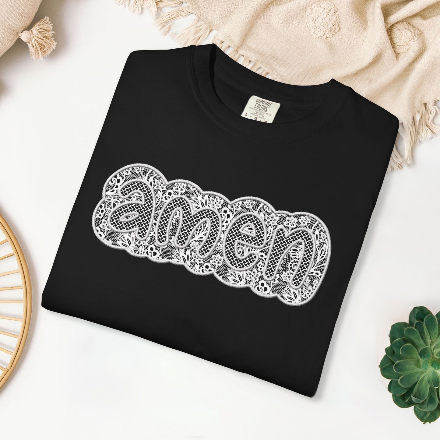 Amen Comfort Colors Shirt - Printed Lace Design