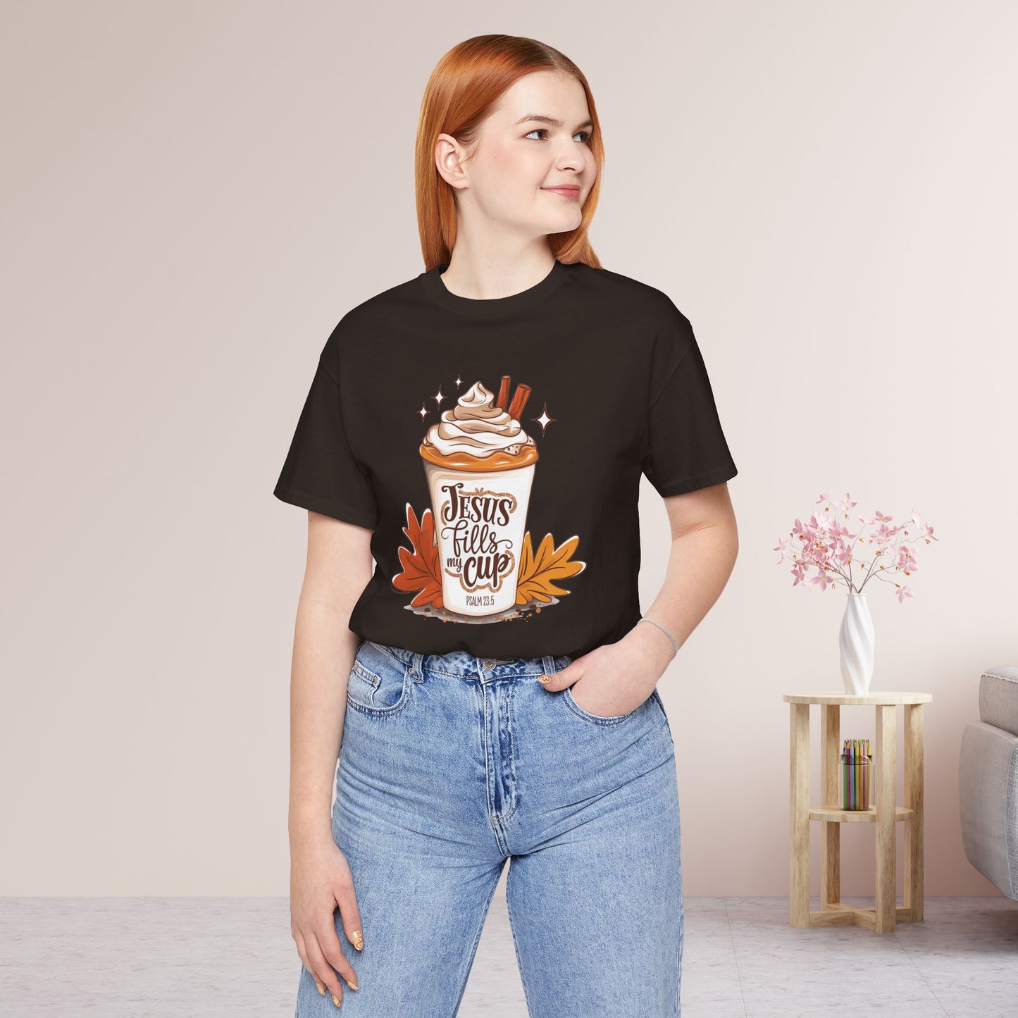 Jesus Fills My Cup Soft Cotton Tee - Fall Christian Tee