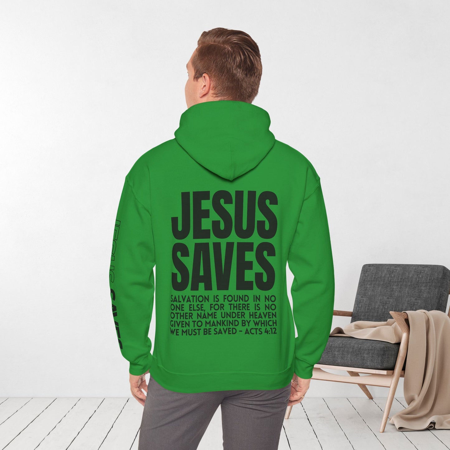 Jesus Saves Hoodie - Acts 4:12 Bible Verse Christian Hoodie