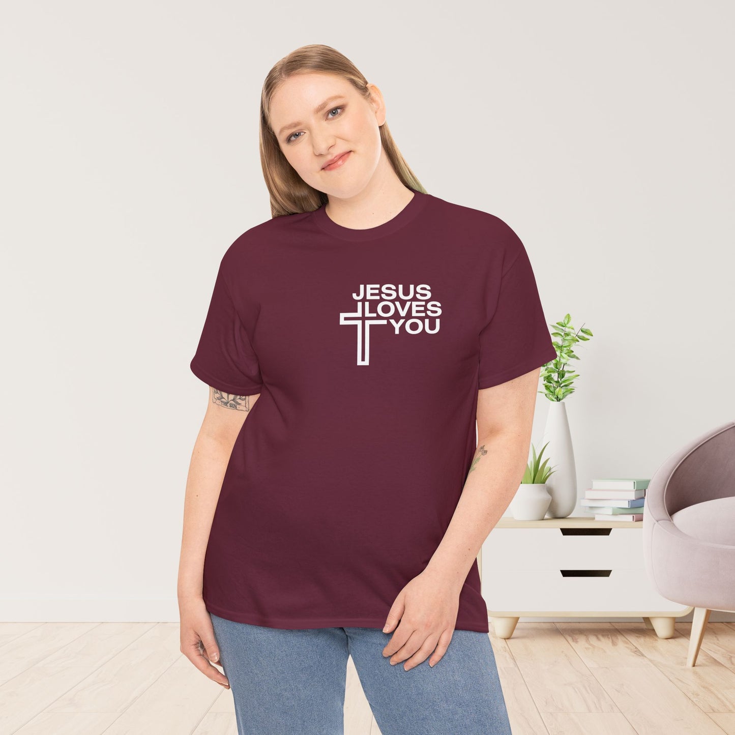 Jesus Loves You Heavy Cotton Tee