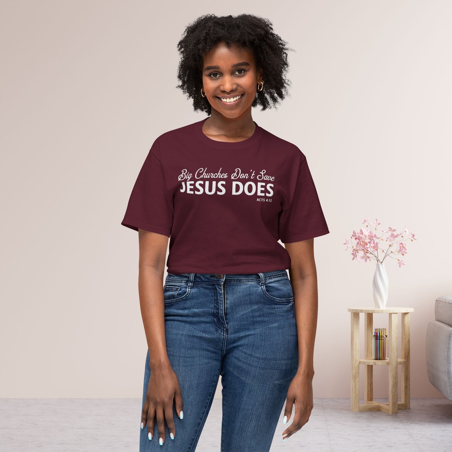 Big Churches Don’t Save. Jesus Does Unisex HD Cotton Tee
