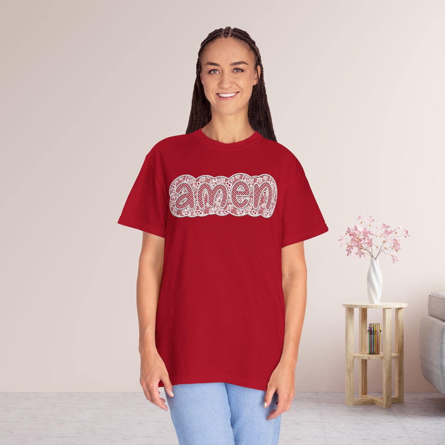 Amen Comfort Colors Shirt - Printed Lace Design