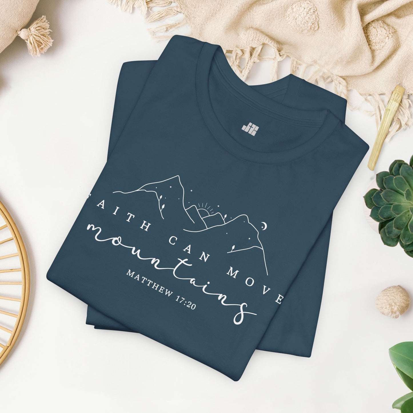 Faith Can Move Mountains Soft Cotton Tee - Matthew 17:20 Bible Verse Shirt