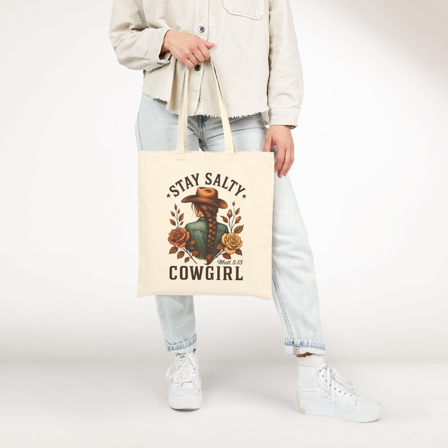 Stay Salty Cowgirl Canvas Tote Bag