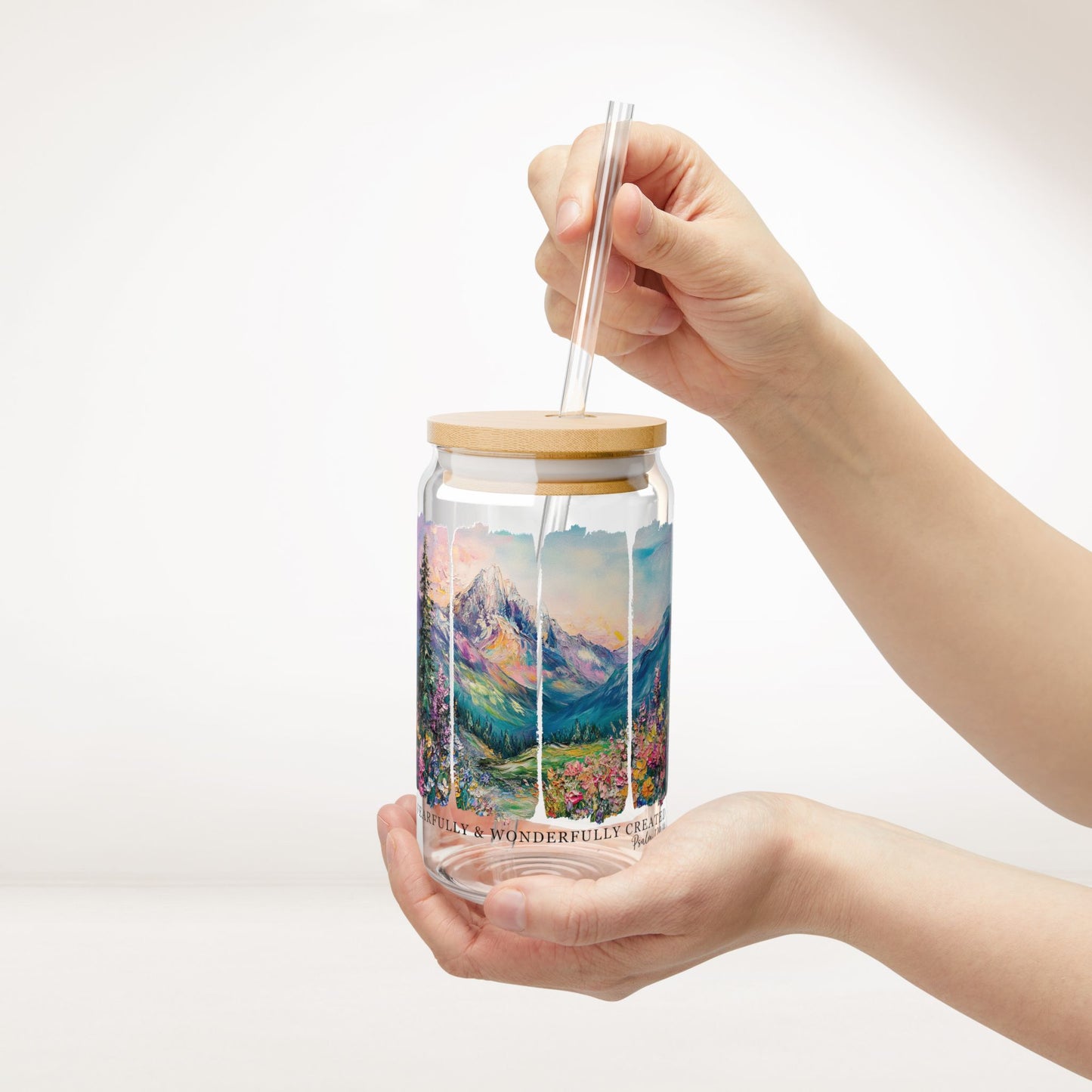 Fearfully & Wonderfully Created Sipper Glass with Bamboo Lid & Straw - 16 oz